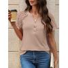 imageANRABESS Womens Short Sleeve Lace Shirts 2026 Summer Henley V Neck Blouse Business Casual Top Spring Cute Work Trendy ClothesKhaki
