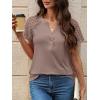 imageANRABESS Womens Short Sleeve Lace Shirts 2026 Summer Henley V Neck Blouse Business Casual Top Spring Cute Work Trendy ClothesLight Coffee