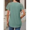 imageANRABESS Womens Short Sleeve Lace Shirts 2026 Summer Henley V Neck Blouse Business Casual Top Spring Cute Work Trendy ClothesLight Green
