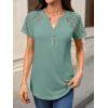 imageANRABESS Womens Short Sleeve Lace Shirts 2026 Summer Henley V Neck Blouse Business Casual Top Spring Cute Work Trendy ClothesLight Green
