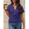 imageANRABESS Womens Short Sleeve Lace Shirts 2026 Summer Henley V Neck Blouse Business Casual Top Spring Cute Work Trendy ClothesNavy Blue