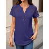 imageANRABESS Womens Short Sleeve Lace Shirts 2026 Summer Henley V Neck Blouse Business Casual Top Spring Cute Work Trendy ClothesNavy Blue