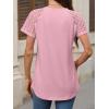 imageANRABESS Womens Short Sleeve Lace Shirts 2026 Summer Henley V Neck Blouse Business Casual Top Spring Cute Work Trendy ClothesPink