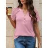 imageANRABESS Womens Short Sleeve Lace Shirts 2026 Summer Henley V Neck Blouse Business Casual Top Spring Cute Work Trendy ClothesPink