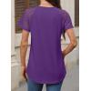 imageANRABESS Womens Short Sleeve Lace Shirts 2026 Summer Henley V Neck Blouse Business Casual Top Spring Cute Work Trendy ClothesPurple