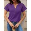 imageANRABESS Womens Short Sleeve Lace Shirts 2026 Summer Henley V Neck Blouse Business Casual Top Spring Cute Work Trendy ClothesPurple