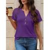imageANRABESS Womens Short Sleeve Lace Shirts 2026 Summer Henley V Neck Blouse Business Casual Top Spring Cute Work Trendy ClothesPurple