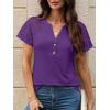 imageANRABESS Womens Short Sleeve Lace Shirts 2026 Summer Henley V Neck Blouse Business Casual Top Spring Cute Work Trendy ClothesPurple