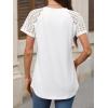 imageANRABESS Womens Short Sleeve Lace Shirts 2026 Summer Henley V Neck Blouse Business Casual Top Spring Cute Work Trendy ClothesWhite