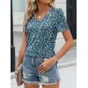 imageANRABESS Womens Short Sleeve Shirts Eyelet V Neck Tops Summer Business Casual Clothes 2026 Work Office TShirtsBlue White Green Floral