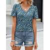 imageANRABESS Womens Short Sleeve Shirts Eyelet V Neck Tops Summer Business Casual Clothes 2026 Work Office TShirtsBlue White Green Floral