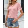 imageANRABESS Womens Short Sleeve Shirts Eyelet V Neck Tops Summer Business Casual Clothes 2026 Work Office TShirtsPink Round Dot