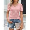 imageANRABESS Womens Short Sleeve Shirts Eyelet V Neck Tops Summer Business Casual Clothes 2026 Work Office TShirtsPink Round Dot