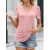 imageANRABESS Womens Short Sleeve Shirts Eyelet V Neck Tops Summer Business Casual Clothes 2026 Work Office TShirtsPink Round Dot