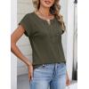 imageANRABESS Womens Short Sleeve Tops Boho V Neck Lace Shirts Dressy Casual Blouses Summer Cute Tunic 2026 Trendy Fashion ClothesArmy Green