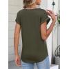 imageANRABESS Womens Short Sleeve Tops Boho V Neck Lace Shirts Dressy Casual Blouses Summer Cute Tunic 2026 Trendy Fashion ClothesArmy Green