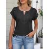 imageANRABESS Womens Short Sleeve Tops Boho V Neck Lace Shirts Dressy Casual Blouses Summer Cute Tunic 2026 Trendy Fashion ClothesBlack