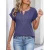 imageANRABESS Womens Short Sleeve Tops Boho V Neck Lace Shirts Dressy Casual Blouses Summer Cute Tunic 2026 Trendy Fashion ClothesBlue Gray