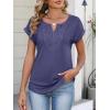 imageANRABESS Womens Short Sleeve Tops Boho V Neck Lace Shirts Dressy Casual Blouses Summer Cute Tunic 2026 Trendy Fashion ClothesBlue Gray