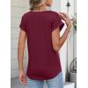 imageANRABESS Womens Short Sleeve Tops Boho V Neck Lace Shirts Dressy Casual Blouses Summer Cute Tunic 2026 Trendy Fashion ClothesBurgundy
