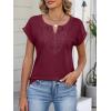 imageANRABESS Womens Short Sleeve Tops Boho V Neck Lace Shirts Dressy Casual Blouses Summer Cute Tunic 2026 Trendy Fashion ClothesBurgundy
