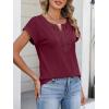 imageANRABESS Womens Short Sleeve Tops Boho V Neck Lace Shirts Dressy Casual Blouses Summer Cute Tunic 2026 Trendy Fashion ClothesBurgundy
