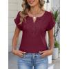 imageANRABESS Womens Short Sleeve Tops Boho V Neck Lace Shirts Dressy Casual Blouses Summer Cute Tunic 2026 Trendy Fashion ClothesBurgundy