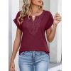imageANRABESS Womens Short Sleeve Tops Boho V Neck Lace Shirts Dressy Casual Blouses Summer Cute Tunic 2026 Trendy Fashion ClothesBurgundy
