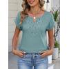 imageANRABESS Womens Short Sleeve Tops Boho V Neck Lace Shirts Dressy Casual Blouses Summer Cute Tunic 2026 Trendy Fashion ClothesGray Green