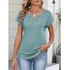 imageANRABESS Womens Short Sleeve Tops Boho V Neck Lace Shirts Dressy Casual Blouses Summer Cute Tunic 2026 Trendy Fashion ClothesGray Green