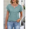 imageANRABESS Womens Short Sleeve Tops Boho V Neck Lace Shirts Dressy Casual Blouses Summer Cute Tunic 2026 Trendy Fashion ClothesGray Green