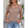 imageANRABESS Womens Short Sleeve Tops Boho V Neck Lace Shirts Dressy Casual Blouses Summer Cute Tunic 2026 Trendy Fashion ClothesLight Khaki