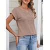 imageANRABESS Womens Short Sleeve Tops Boho V Neck Lace Shirts Dressy Casual Blouses Summer Cute Tunic 2026 Trendy Fashion ClothesLight Khaki