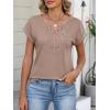 imageANRABESS Womens Short Sleeve Tops Boho V Neck Lace Shirts Dressy Casual Blouses Summer Cute Tunic 2026 Trendy Fashion ClothesLight Khaki