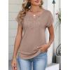 imageANRABESS Womens Short Sleeve Tops Boho V Neck Lace Shirts Dressy Casual Blouses Summer Cute Tunic 2026 Trendy Fashion ClothesLight Khaki