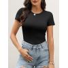 imageANRABESS Womens Short Sleeve Tops Built in Bra 2026 Summer T Shirts Slim Fitted Going Out Y2K Basic Tee Vacation ClothesBlack