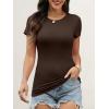 imageANRABESS Womens Short Sleeve Tops Built in Bra 2026 Summer T Shirts Slim Fitted Going Out Y2K Basic Tee Vacation ClothesDark Brown