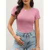 imageANRABESS Womens Short Sleeve Tops Built in Bra 2026 Summer T Shirts Slim Fitted Going Out Y2K Basic Tee Vacation ClothesDusty Pink