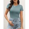 imageANRABESS Womens Short Sleeve Tops Built in Bra 2026 Summer T Shirts Slim Fitted Going Out Y2K Basic Tee Vacation ClothesGrey Green