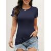 imageANRABESS Womens Short Sleeve Tops Built in Bra 2026 Summer T Shirts Slim Fitted Going Out Y2K Basic Tee Vacation ClothesNavy Blue