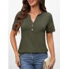 imageANRABESS Womens Short Sleeve Tops Henley V Neck Blouses Dressy Casual 2026 Summer Trendy Tee Shirts Work Business OutfitsArmy Green