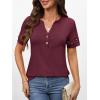 imageANRABESS Womens Short Sleeve Tops Henley V Neck Blouses Dressy Casual 2026 Summer Trendy Tee Shirts Work Business OutfitsBurgundy Red