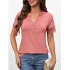 imageANRABESS Womens Short Sleeve Tops Henley V Neck Blouses Dressy Casual 2026 Summer Trendy Tee Shirts Work Business OutfitsCoral Pink