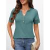 imageANRABESS Womens Short Sleeve Tops Henley V Neck Blouses Dressy Casual 2026 Summer Trendy Tee Shirts Work Business OutfitsGray Green