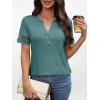 imageANRABESS Womens Short Sleeve Tops Henley V Neck Blouses Dressy Casual 2026 Summer Trendy Tee Shirts Work Business OutfitsGray Green