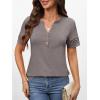 imageANRABESS Womens Short Sleeve Tops Henley V Neck Blouses Dressy Casual 2026 Summer Trendy Tee Shirts Work Business OutfitsGray Taupe
