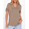 imageANRABESS Womens Short Sleeve Tops Henley V Neck Blouses Dressy Casual 2026 Summer Trendy Tee Shirts Work Business OutfitsLight Khaki
