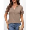 imageANRABESS Womens Short Sleeve Tops Henley V Neck Blouses Dressy Casual 2026 Summer Trendy Tee Shirts Work Business OutfitsLight Khaki