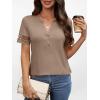 imageANRABESS Womens Short Sleeve Tops Henley V Neck Blouses Dressy Casual 2026 Summer Trendy Tee Shirts Work Business OutfitsLight Khaki