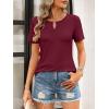 imageANRABESS Womens Short Sleeve Tops Summer Tshirts Cute Keyhole Neck Casual Basic Tee Dressy Work 2026 Spring Trendy OutfitsBurgundy